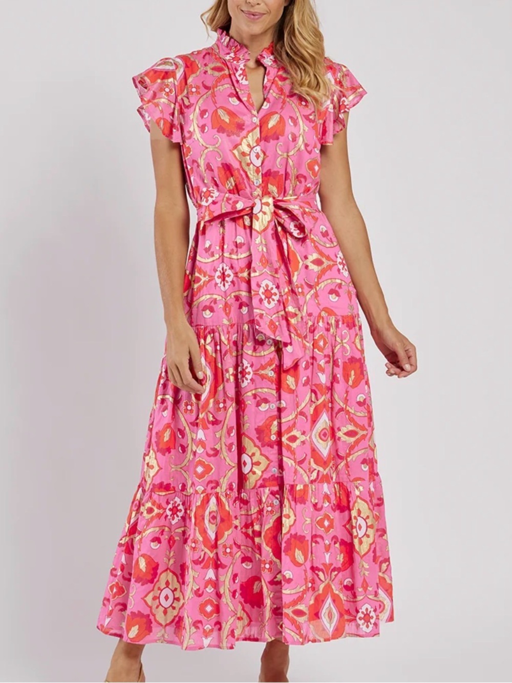 Jude Connally Mirabella Tiered Floral Ruffle Maxi in Gilded Garden Peony Large - Picture 2 of 8